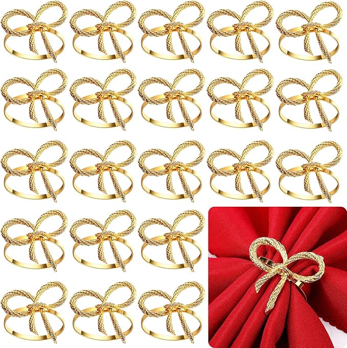 Bokon 50 Pcs Gold Napkin Rings Metal Napkin Holders Rings Bulk by Bokon