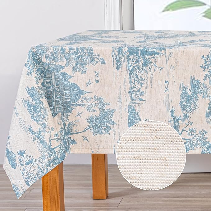MYSKY HOME Linen Vintage Rectangle Tablecloth 60x84 Inches by MYSKYHOME