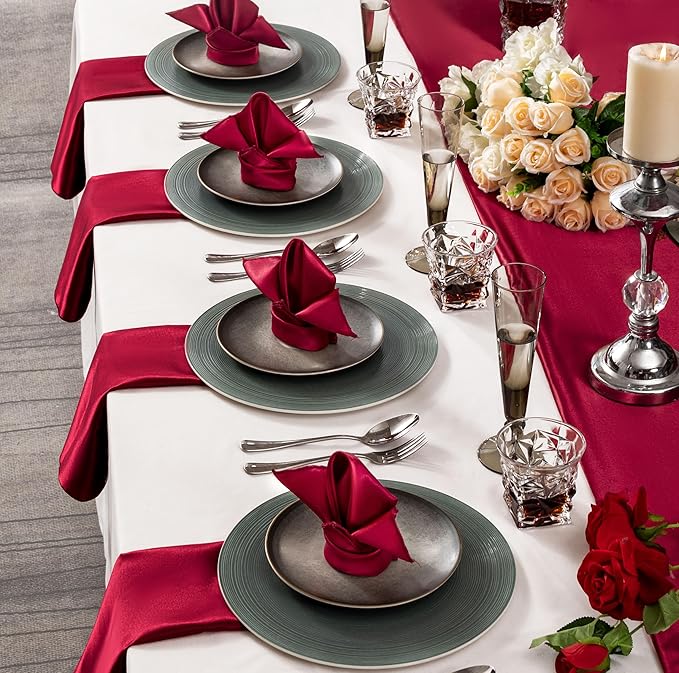 36 Pack Square Satin Dinner Napkins, 16x16 Inches Silky Soft Smooth Table Cloth - Image 2