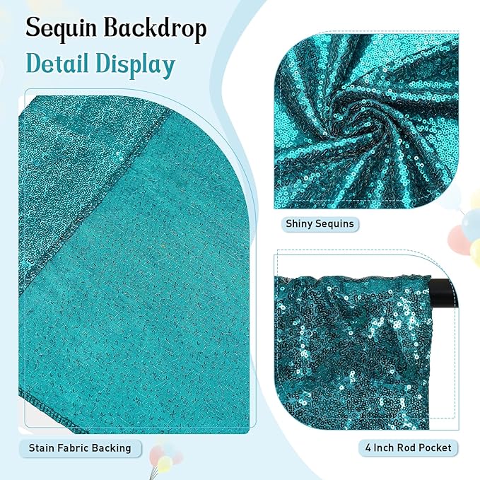 SquarePie Sequin Backdrop Curtain Not See Through Thick Glitter Background - Image 3
