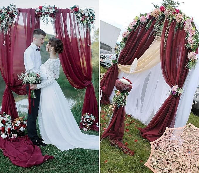 8 Panels Wedding Arch Draping Fabric 28" x20Ft Wedding Arch Drapes Chiffon - Image 7