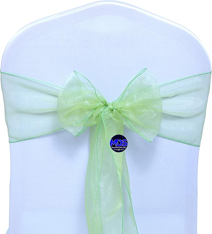 MDS Pack of 50 PCS Organza Chair Sashes Wider Dining Chair Bows Ribbon Tie Back - Image 3