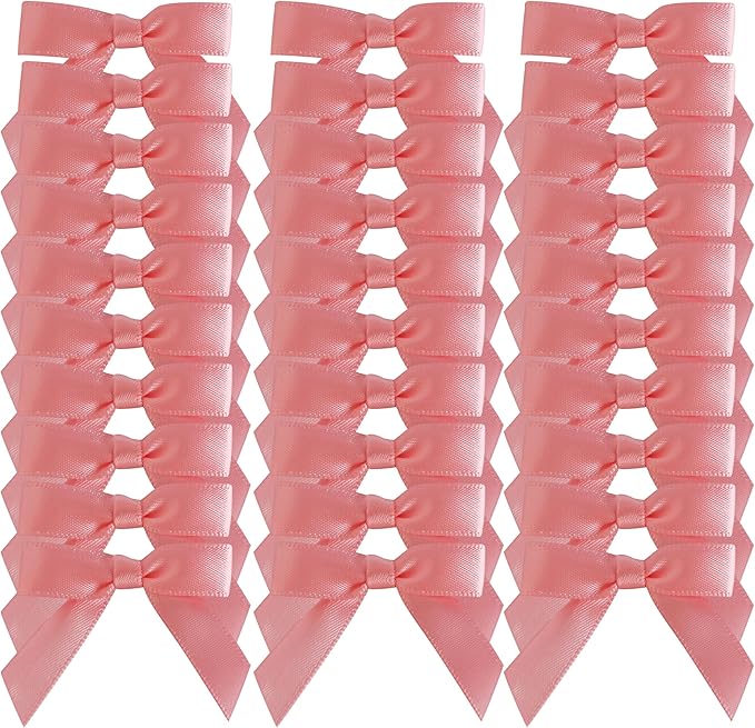 50pcs 1-1/2" Mini Light Pink Satin Ribbon Bows Without Twist Ties - Image 2