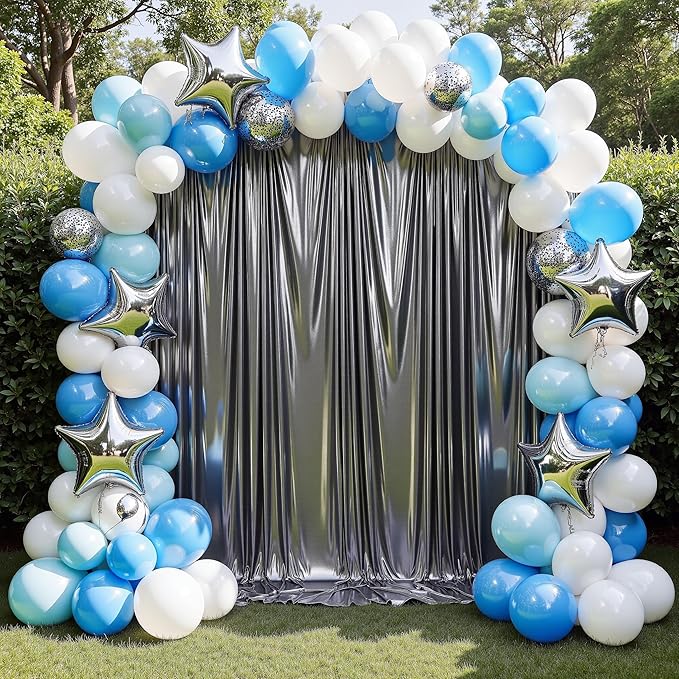 gogoparti 20x10FT Charcoal Silver Sequin Backdrop Curtain - Image 3
