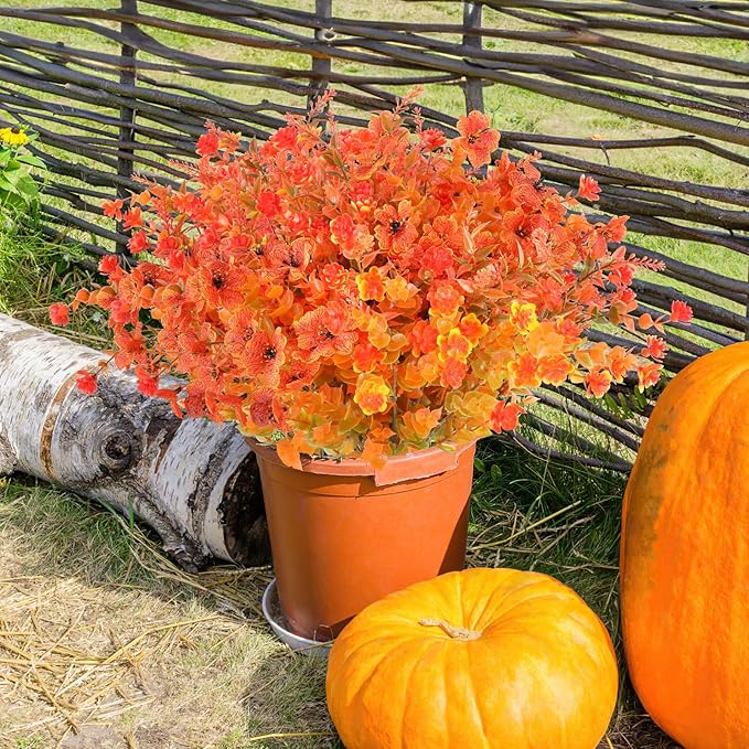 AmyHomie 16 Bundles Mix Orange Artificial Fall Flowers - Image 7