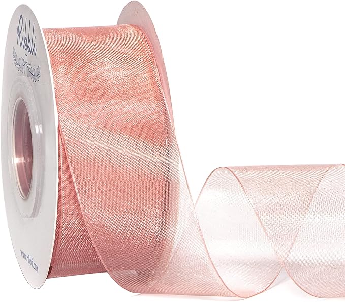 Ribbli Sweet Nectar Pink Sheer Organza Ribbon, 1-1/2 Inches x Continuous 50 Yard by Ribbli