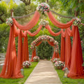 Arch Drapes for Wedding Arch Draping Fabric 6Panels Terracotta Sheer Backdrop by Gogoparti