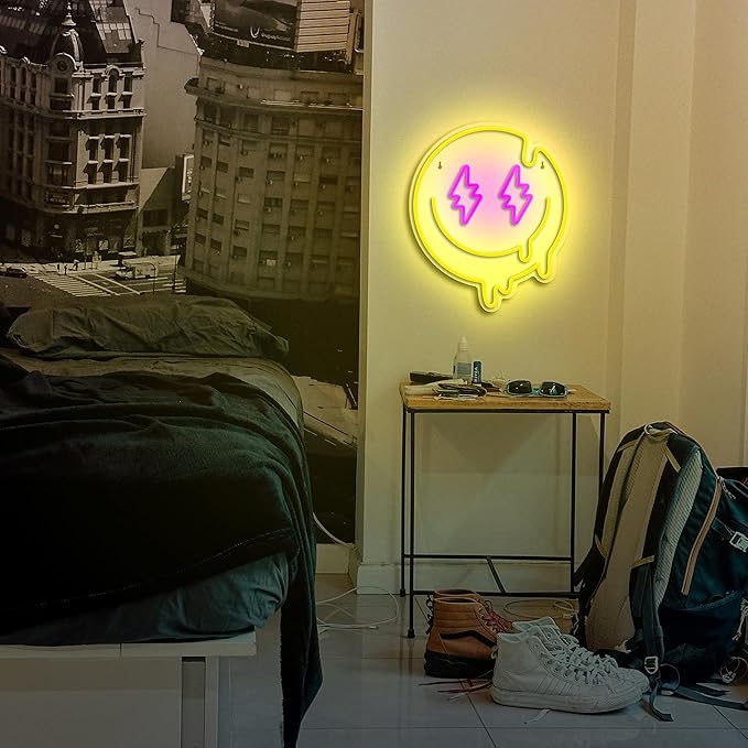 Melting Smile Face Neon Sign Dimmable Melted Smiling Face Neon Signs - Image 4