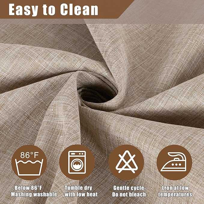 Fitable Faux Linen Tablecloth Square Wrinkle Resistant Fabric Neutral Table - Image 5
