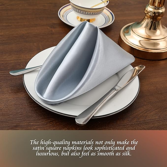 Manyshofu 60 Pieces Silver Satin Napkins - Image 2
