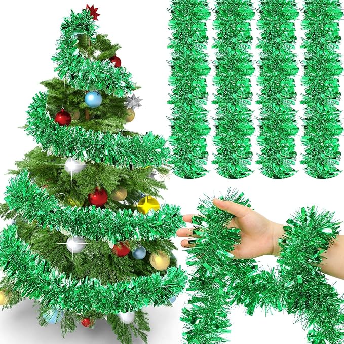 72 Feet Christmas Tinsel Garland Shiny Metallic Tinsel Twist Garland Streamers by Yilloog