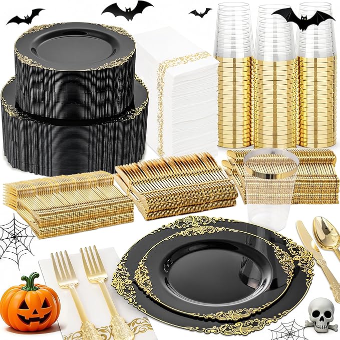 Nervure 350PCS Black Plastic Plates by Nervure