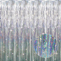 GOER 3.2 ft x 8.2 ft Metallic Tinsel Foil Fringe Curtains Party Photo Backdrop by GOER