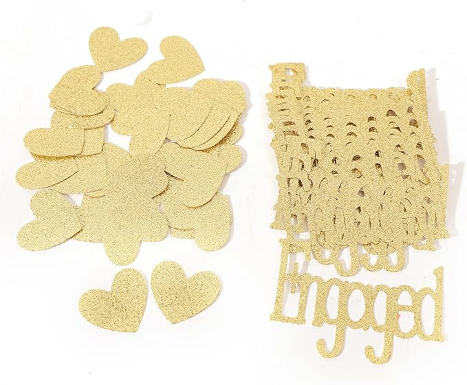 Gold Engagement Confetti With Hearts - Image 5