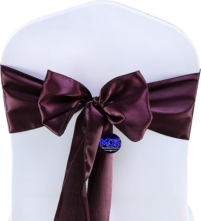 MDS Pack of 10 PCS Satin Chair Sashes Charmeuse Sateen Dining Chair Bows Ribbon - Image 2