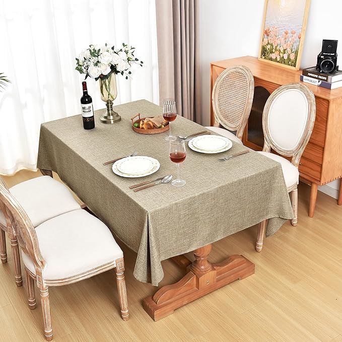 Fitable Square Faux Linen Tablecloths 2 Pack, Faux Burlap Fabric Table Covers - Image 7