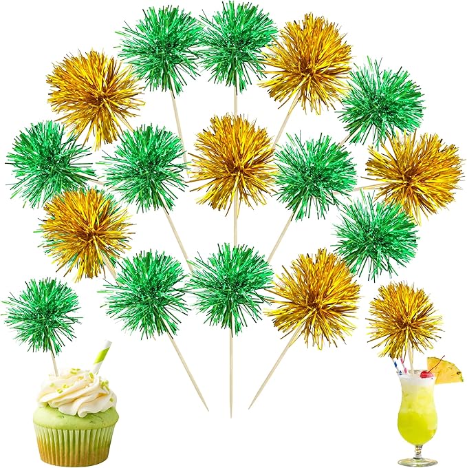 Ephlyn 30Pcs Foil Firework Cupcake Toppers Sparkle Tinsel Cupcake Picks by Ephlyn