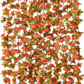 KHOYIME 5 Pack 40 FT Artificial Fall Flower Garland, Fake Orange Roses Vines by KHOYIME