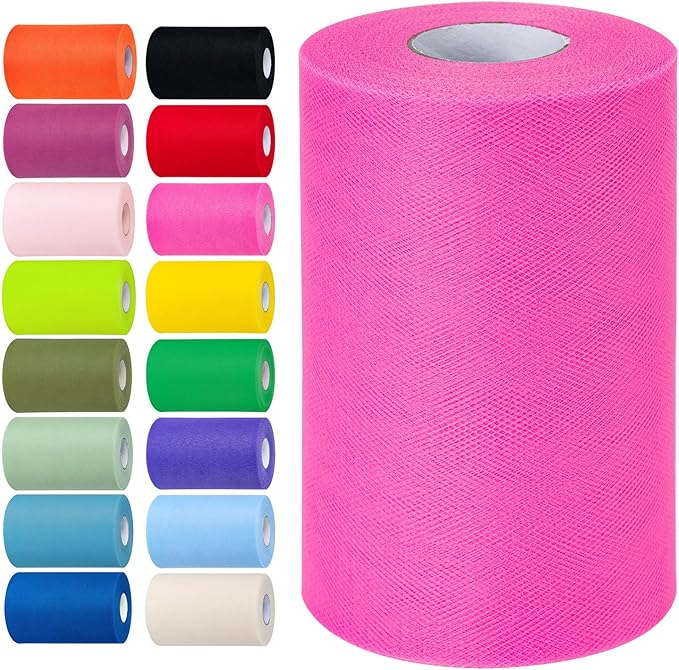 Pink Tulle Fabric Rolls 6 Inch by 100 Yards Tulle Roll Spool Fabric by Unknown