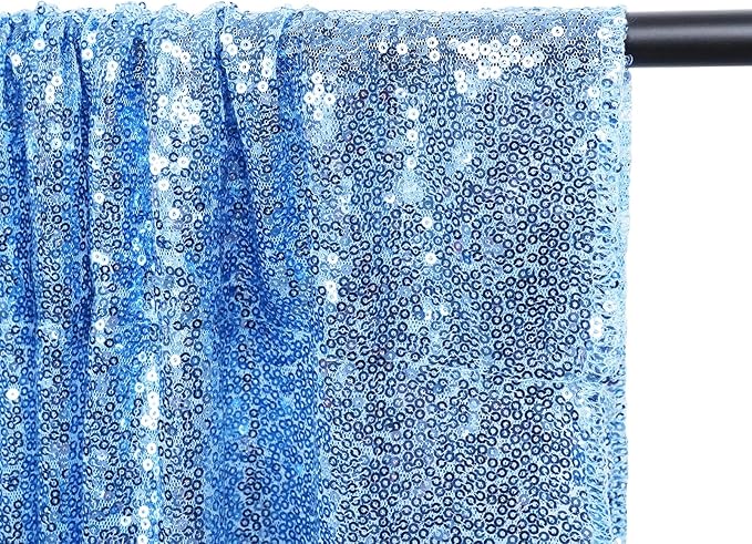 Poise3EHome 2ft x 8ft Baby Blue Sequin Backdrop Curtains 2 Panels Photography - Image 4