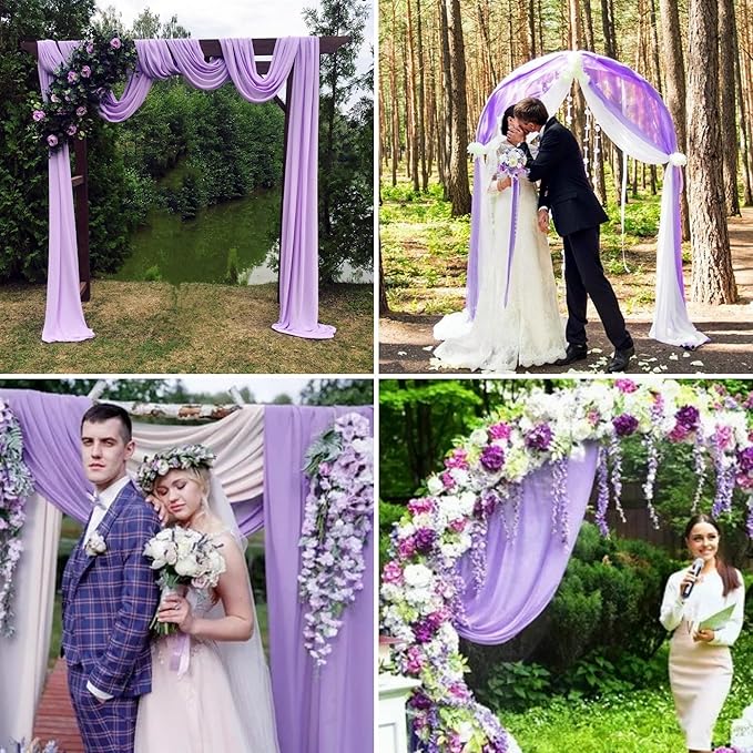 4 Panels Wedding Arch Draping Fabric 28" x 20 Ft Wedding Arch Drapes Chiffon - Image 9