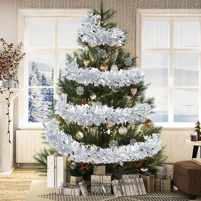 72 Feet Christmas Tinsel Garland Shiny Metallic Tinsel Twist Garland Streamers - Image 4