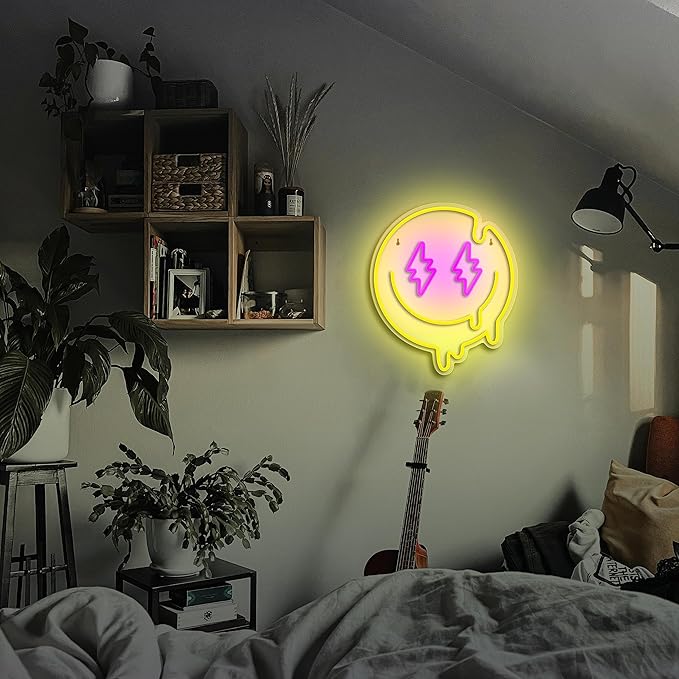 Melting Smile Face Neon Sign Dimmable Melted Smiling Face Neon Signs - Image 7