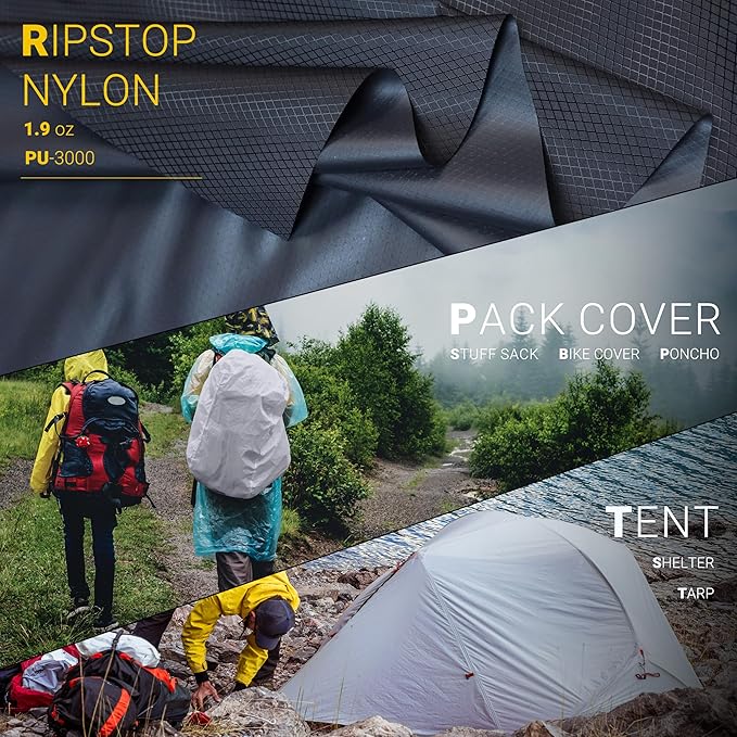 emma kites Black Ripstop Nylon PU3000 Waterproof 1.9 oz 70D Diamond Grid Tear - Image 6