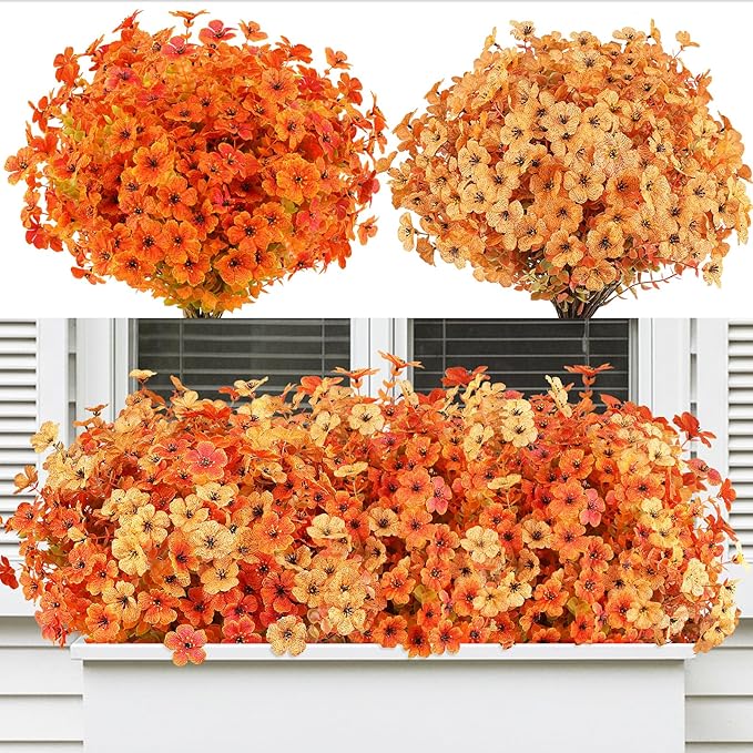 AmyHomie 16 Bundles Fall Orange Yellow Artificial Flowers - Image 6
