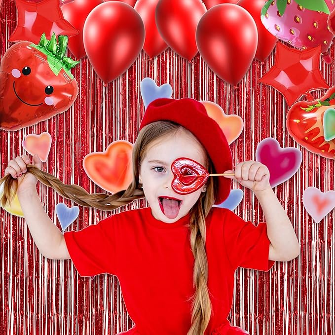 GREATRIL Red Fringe Curtains Party Streamers Backdrop Foil Tinsel Curtain - Image 5