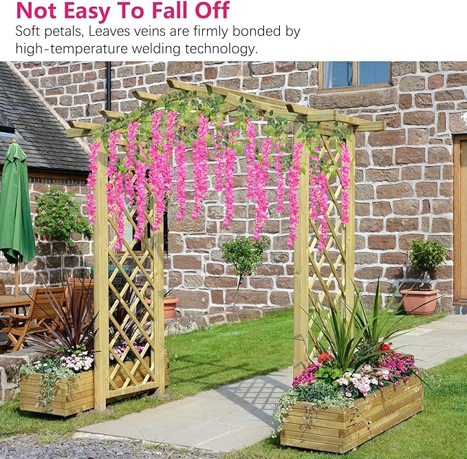 12 Pack Fuchsia Wisteria Hanging Flowers, 3.44 Ft Fake Hanging Flowers - Image 5