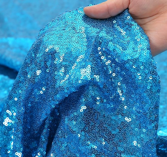 Eternal Beauty Turquoise Sequin Backdrop, 8x8 Ft Glitter Background Curtains - Image 6