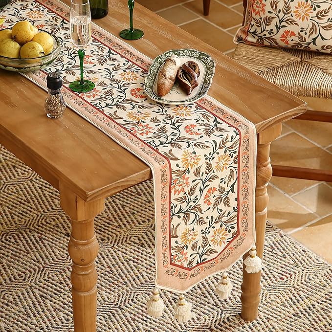 ISAENNE Designer French Elegant Linen Table Runner 87 Inches Long, Farmhouse - Image 2
