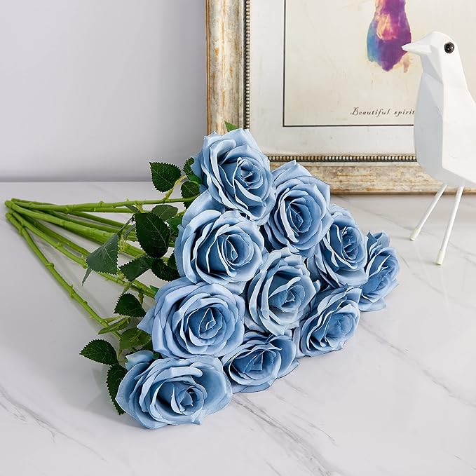 Artificial Rose 10pcs Open Flower Bouquet Faux Rose Stems - Image 5