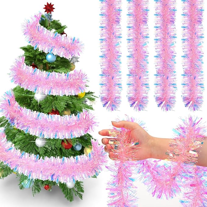 72 Feet Christmas Tinsel Garland Shiny Metallic Tinsel Twist Garland Streamers by Yilloog