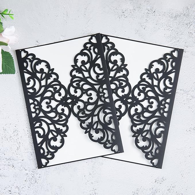20Pcs Black Laser Cut Invitation Cards - Image 5
