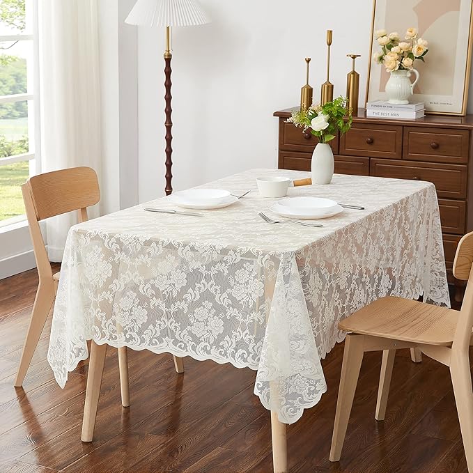 LinenZone Square Ivory Tablecloth by LinenZone