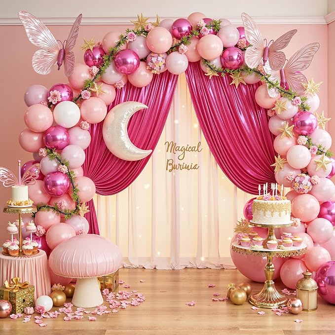 20x10ft Thick Hot Pink Glitter Backdrop Curtain Panels - Image 7