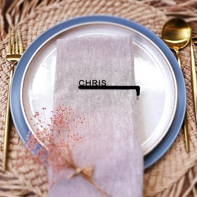 Napkin Name Tags, Personalized Napkin Rings, Wedding Name Cards, Wooden Names - Image 8