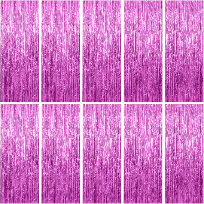 10 Pack Foil Curtain Backdrop Metallic Tinsel Foil Fringe Curtains Photo Booth by KEJ
