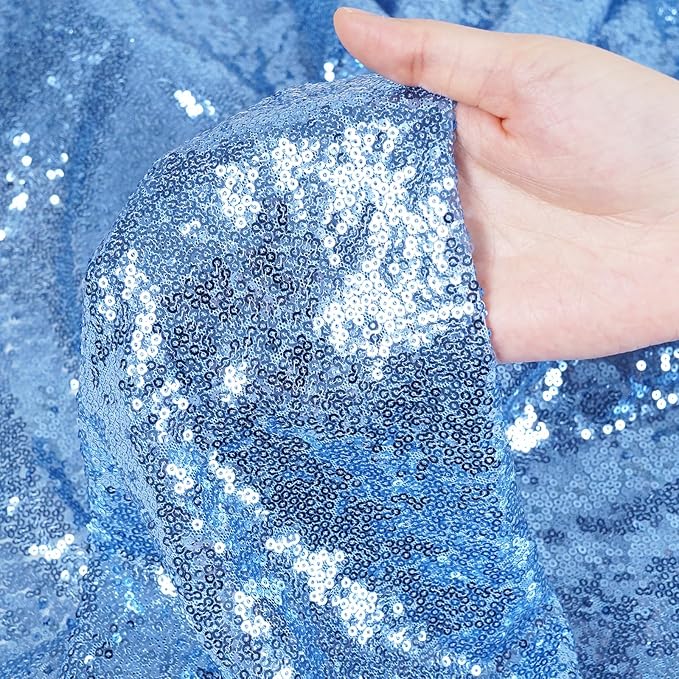 Poise3EHome Baby Blue Sequin Backdrop Curtain, 8FT x 10FT Sequin Photography - Image 4