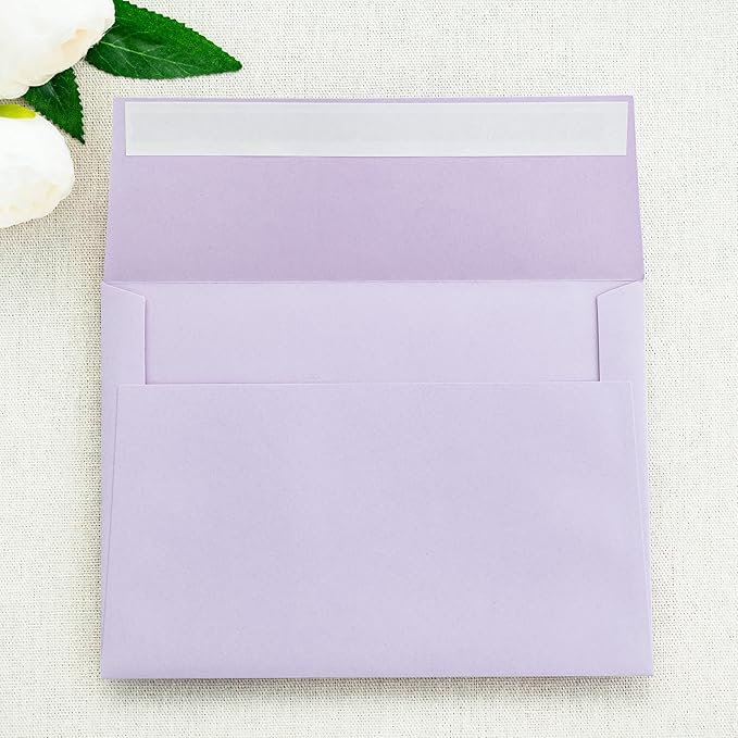 PONATIA 50 Pieces 5x7 Envelopes, Lilac A7 Envelopes Self Seal - Image 2