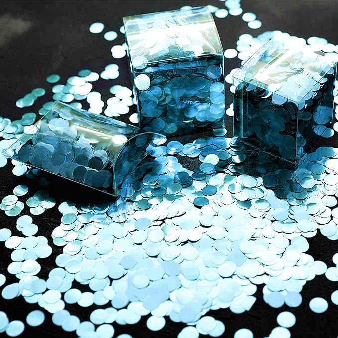 Light Blue Foil Metallic Round Table Confetti Decor Under the Sea Baby Shower - Image 3