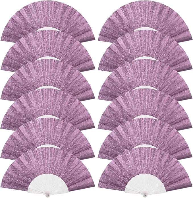 12 Pack Handheld Fan, Folding Hand Glitter Fan by SiissaPeksid