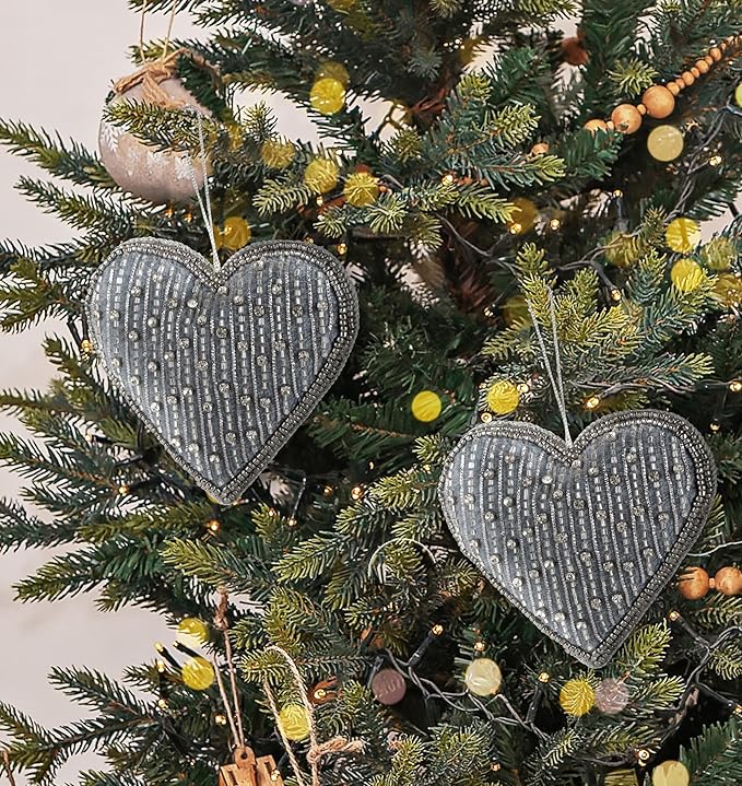 Set of 6 Beaded Heart Ornaments - Image 4