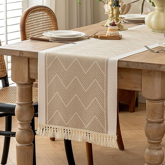 Table Runners 95 Inches, Waterproof Boho Table Runner by UWWGKK