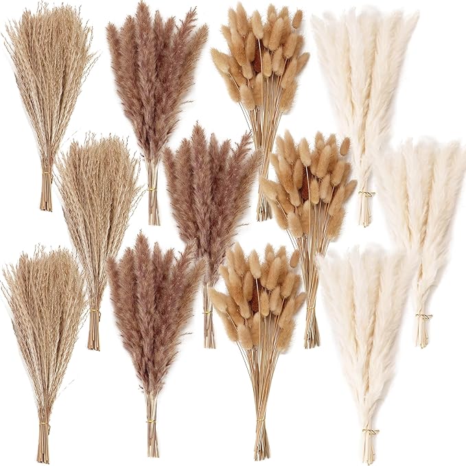 300 PCS Dried Flower Bouquet – Pampas Grass, Floral Decor by ANPROOR