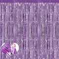 4 Pack Light Purple Fringe Curtain Backdrop, 3.2Ft x 6.6Ft Metallic Tinsel Foil by Mebiornt