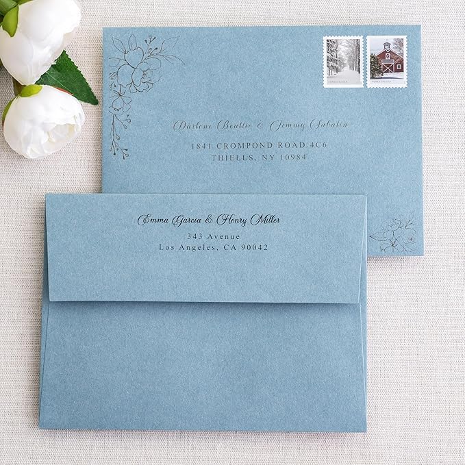PONATIA 50 Pieces 5x7 Envelopes, Dusty Blue A7 Envelopes Self Seal - Image 6