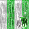 6 Pack Silver Green Foil Fringe Curtains Backdrop, 3.28 x 8.2 Ft Metallic by LANTIANCHEN